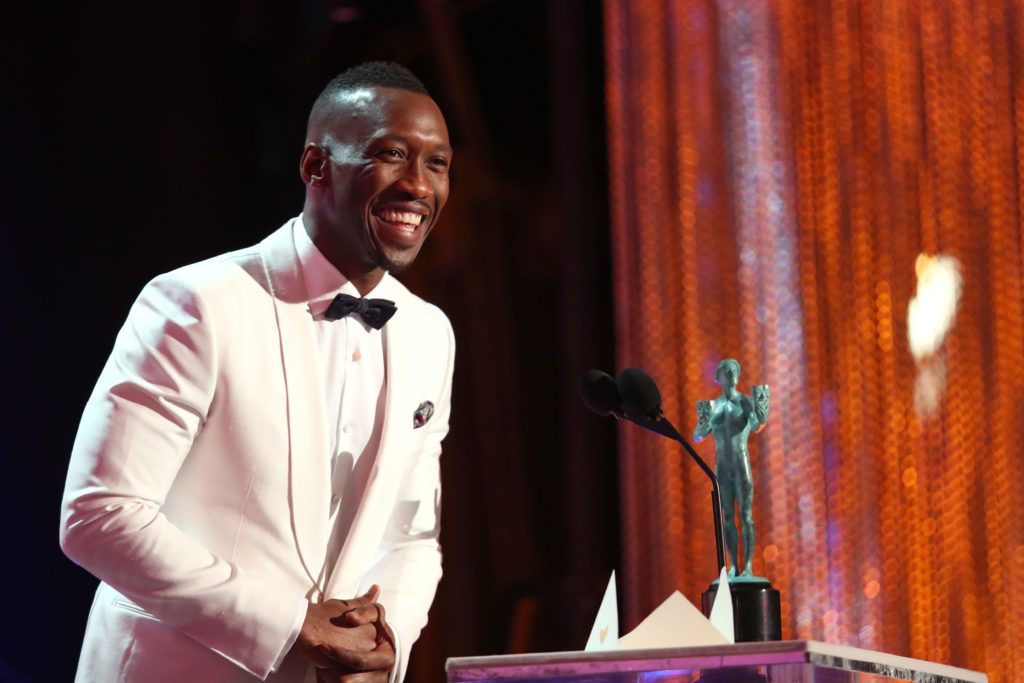 LOS ANGELES, CA - JANUARY 29: Actor Mahershala Ali, accepting the award for Male Actor in a Supporting Role, during The 23rd Annual Screen Actors Guild Awards at The Shrine Auditorium on January 29, 2017 in Los Angeles, California. 26592_012  (Photo by Christopher Polk/Getty Images for TNT)