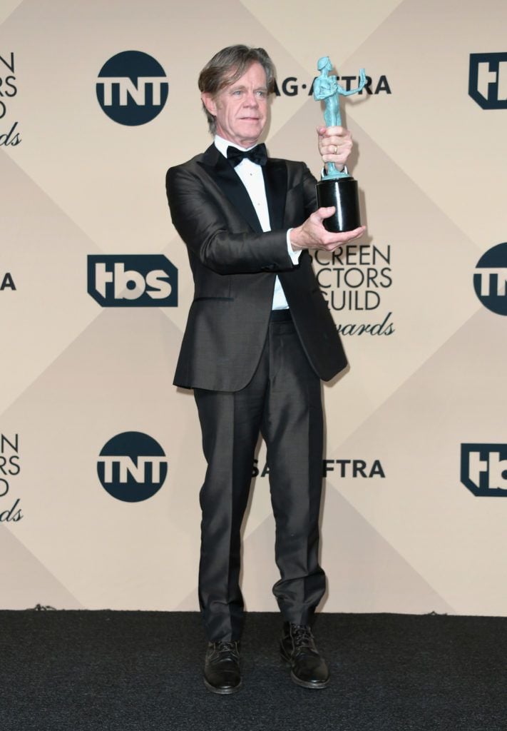 LOS ANGELES, CA - JANUARY 29:  Actor William H. Macy poses in the press room with the award for Outstanding Performance by a Male Actor in a Comedy Series for 'Shameless' during the 23rd Annual Screen Actors Guild Awards at The Shrine Expo Hall on January 29, 2017 in Los Angeles, California.  (Photo by Alberto E. Rodriguez/Getty Images)