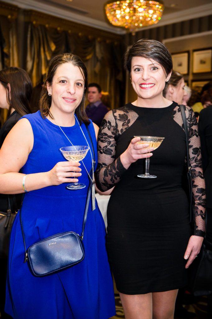 L-R Claire Derousseaux and Camille Afchain at the Industry Launch of the Banking Hall at the Westin Dublin. This event celebrated the launch of The Banking Hall as a unique destination venue in Dublin city center. Photo by Deirdre Brennan