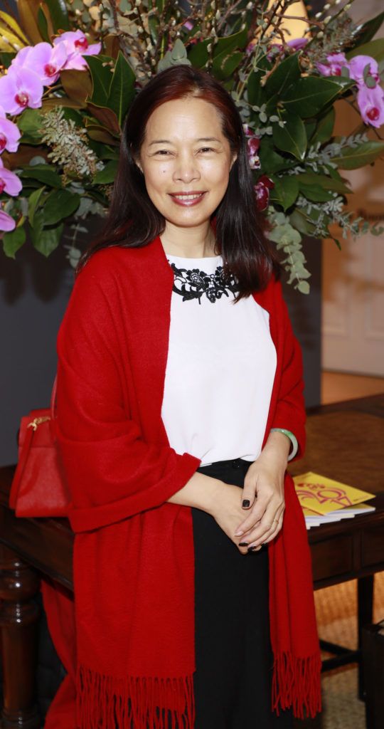Cindy Liu at the launch of A celebration of Irish icons - Past and Present by Korean Chinese visual artist, Jin Yong, in Kildare Village as part of the Dublin Chinese New Year celebrations. Photo Kieran Harnett