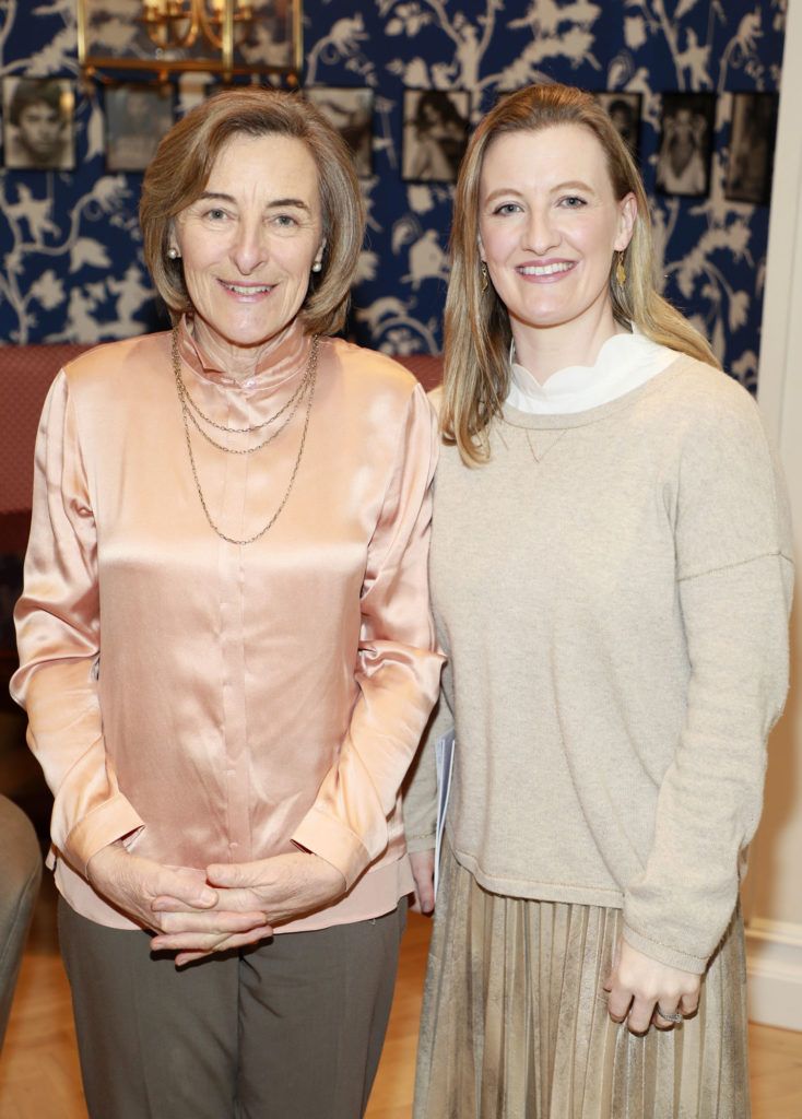 Angela Doran and Gillian Walsh at the launch of A celebration of Irish icons - Past and Present by Korean Chinese visual artist, Jin Yong, in Kildare Village as part of the Dublin Chinese New Year celebrations. Photo Kieran Harnett