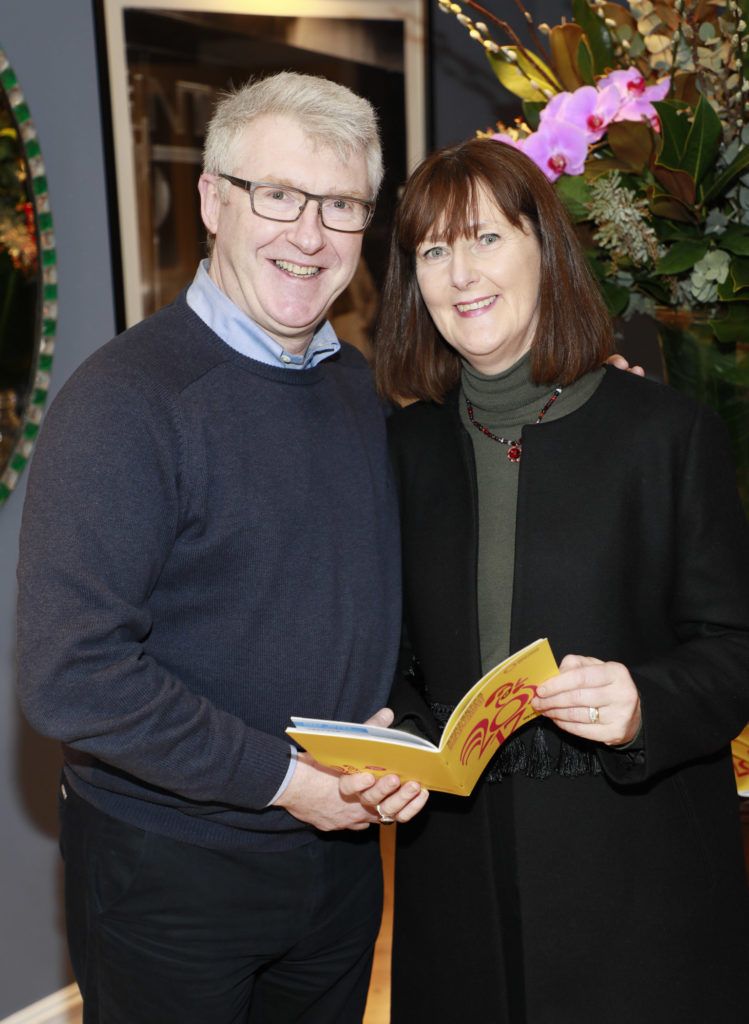Tony and Denise Murray at the launch of A celebration of Irish icons - Past and Present by Korean Chinese visual artist, Jin Yong, in Kildare Village as part of the Dublin Chinese New Year celebrations. Photo Kieran Harnett