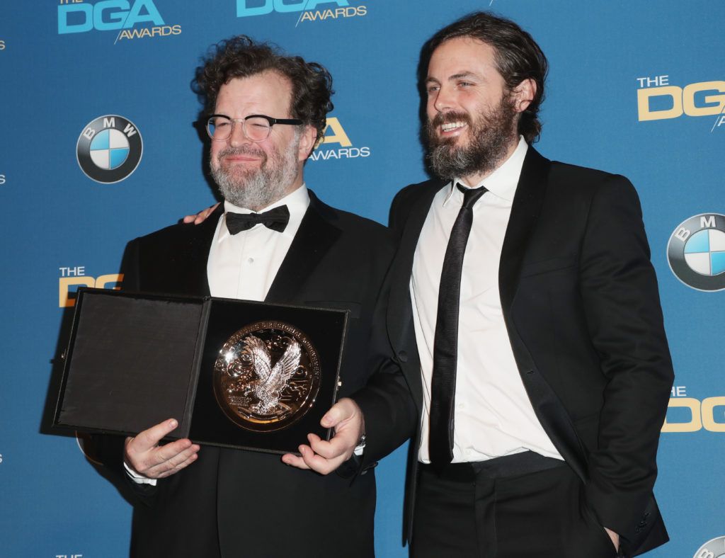 Director Kenneth Lonergan (L), recipient of the Feature Film Nomination Plaque for Manchester By the Sea, poses with actor Casey Affleck in the press room during the 69th Annual Directors Guild of America Awards at The Beverly Hilton Hotel on February 4, 2017 in Beverly Hills, California.  (Photo by Frederick M. Brown/Getty Images)