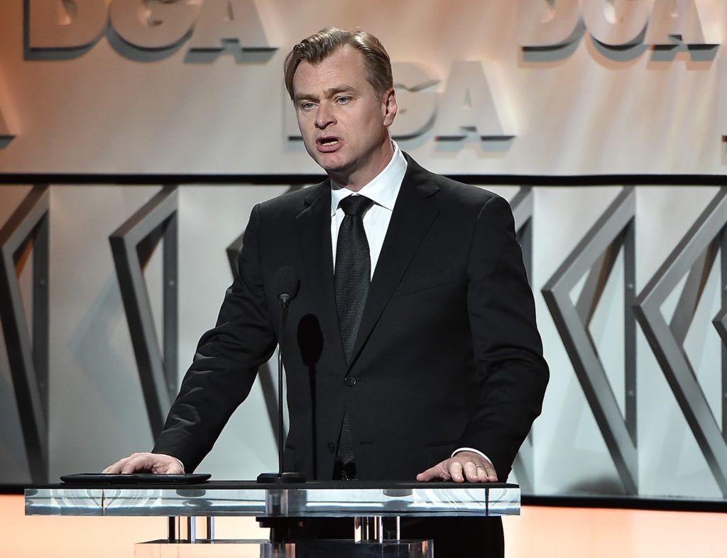 Director Christopher Nolan onstage during the 69th Annual Directors Guild of America Awards at The Beverly Hilton Hotel on February 4, 2017 in Beverly Hills, California.  (Photo by Alberto E. Rodriguez/Getty Images for DGA)