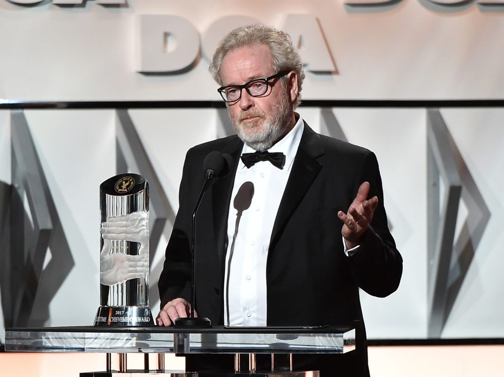 Director Sir Ridley Scott accepts the Lifetime Achievement in Feature Film Direction Award onstage during the 69th Annual Directors Guild of America Awards at The Beverly Hilton Hotel on February 4, 2017 in Beverly Hills, California.  (Photo by Alberto E. Rodriguez/Getty Images for DGA)