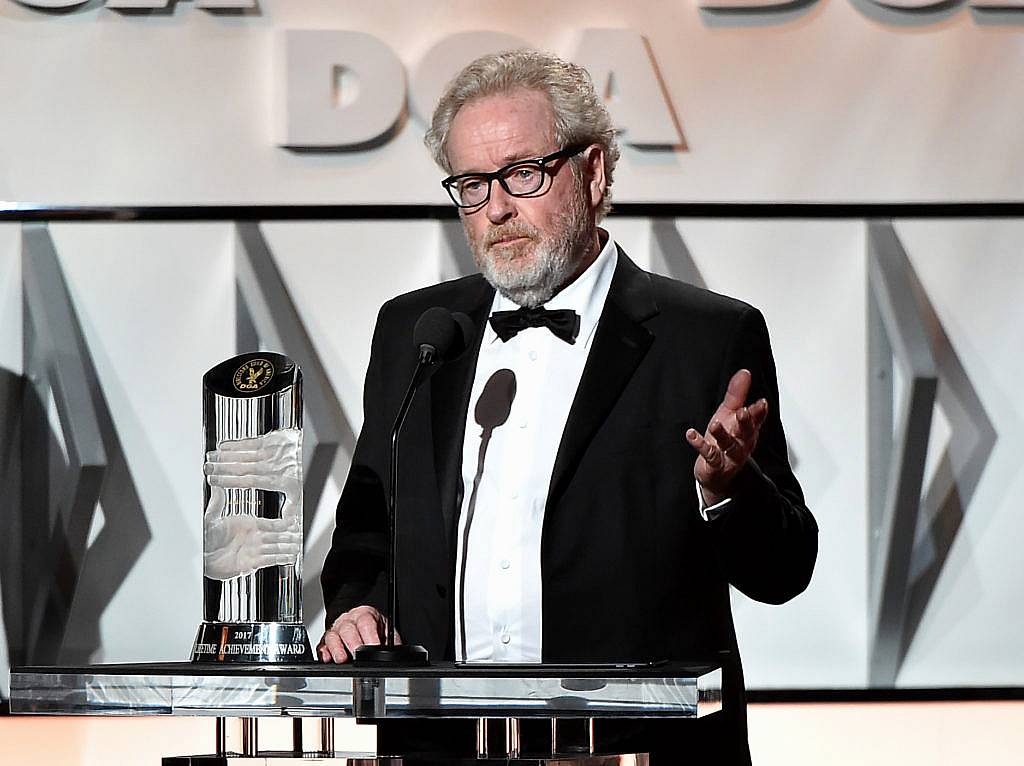 Director Sir Ridley Scott accepts the Lifetime Achievement in Feature Film Direction Award onstage during the 69th Annual Directors Guild of America Awards at The Beverly Hilton Hotel on February 4, 2017 in Beverly Hills, California.  (Photo by Alberto E. Rodriguez/Getty Images for DGA)