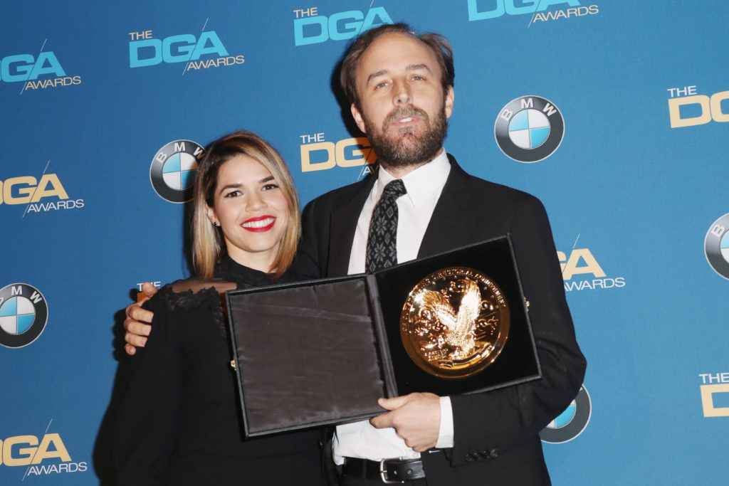 Director Derek Cianfrance (R), winner of the Outstanding Directorial Achievement in Commercials, poses with actress America Ferrera in the press room during the 69th Annual Directors Guild of America Awards at The Beverly Hilton Hotel on February 4, 2017 in Beverly Hills, California.  (Photo by Frederick M. Brown/Getty Images)