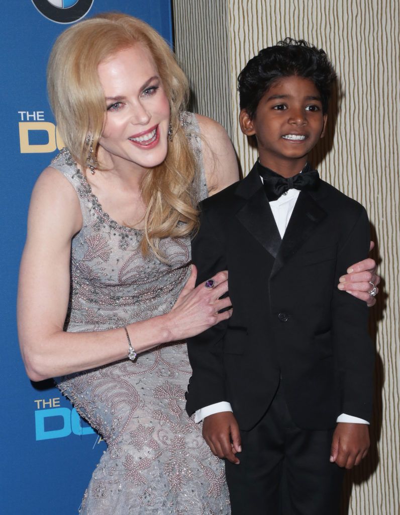 Nicole Kidman (L) and actor Sunny Pawar pose in the press room during the 69th Annual Directors Guild of America Awards at The Beverly Hilton Hotel on February 4, 2017 in Beverly Hills, California.  (Photo by Frederick M. Brown/Getty Images)