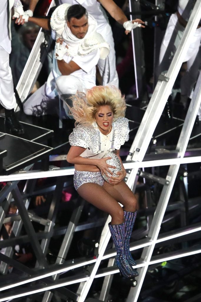 Lady Gaga peforms during the Pepsi Zero Sugar Super Bowl 51 Halftime Show at NRG Stadium on February 5, 2017 in Houston, Texas.  (Photo by Ezra Shaw/Getty Images)