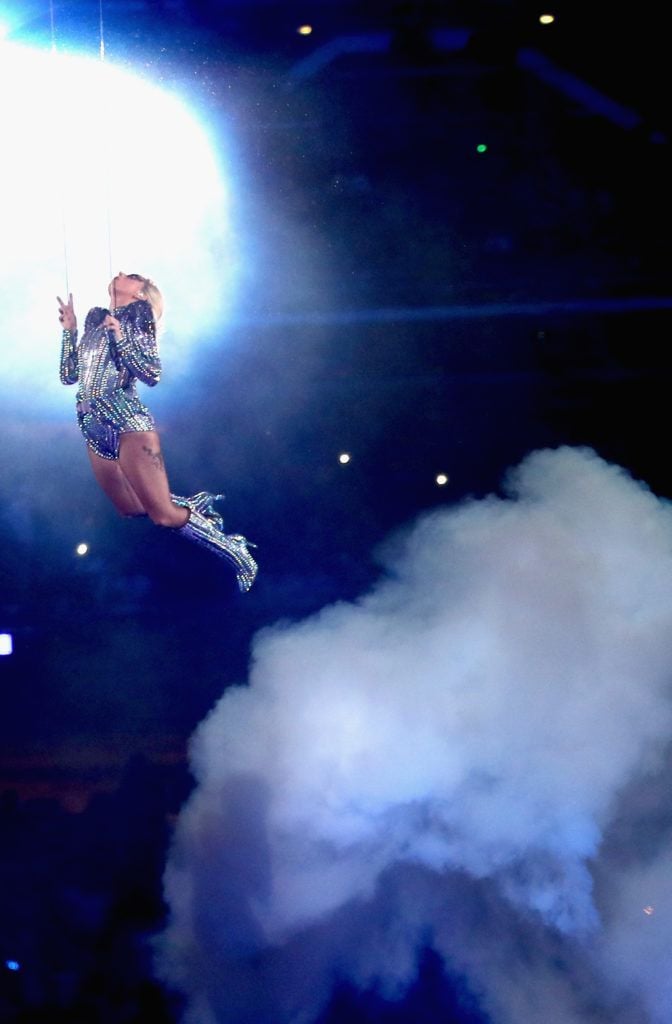 HOUSTON, TX - FEBRUARY 05:  Musician Lady Gaga performs onstage during the Pepsi Zero Sugar Super Bowl LI Halftime Show at NRG Stadium on February 5, 2017 in Houston, Texas.  (Photo by Christopher Polk/Getty Images)