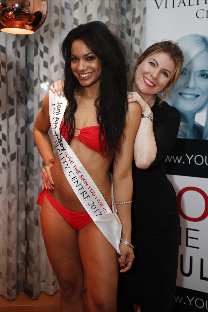 Pictured was Miss Bikini Ireland, Jeni Assandey and Vitality Centres owner Frances Flannery at the launch of Vitality Centres new website www.younger.ie which focuses on a wide range of non surgical skin treatments. Picture Conor McCabe Photography.