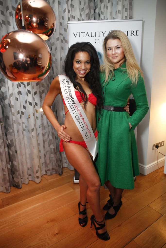 Pictured was Miss Bikini Ireland, Jeni Assandey with Kotryna Varnaite at the launch of Vitality Centres new website www.younger.ie which focuses on a wide range of non surgical skin treatments. Picture Conor McCabe Photography.