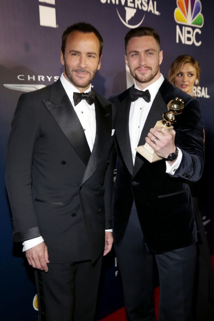 Director Tom Ford and Actor Aaron Taylor-Johnson attend NBCUniversal's 74th Annual Golden Globes After Party at The Beverly Hilton Hotel on January 8, 2017 in Beverly Hills, California.  (Photo by Loreen Sarkis/Getty Images)