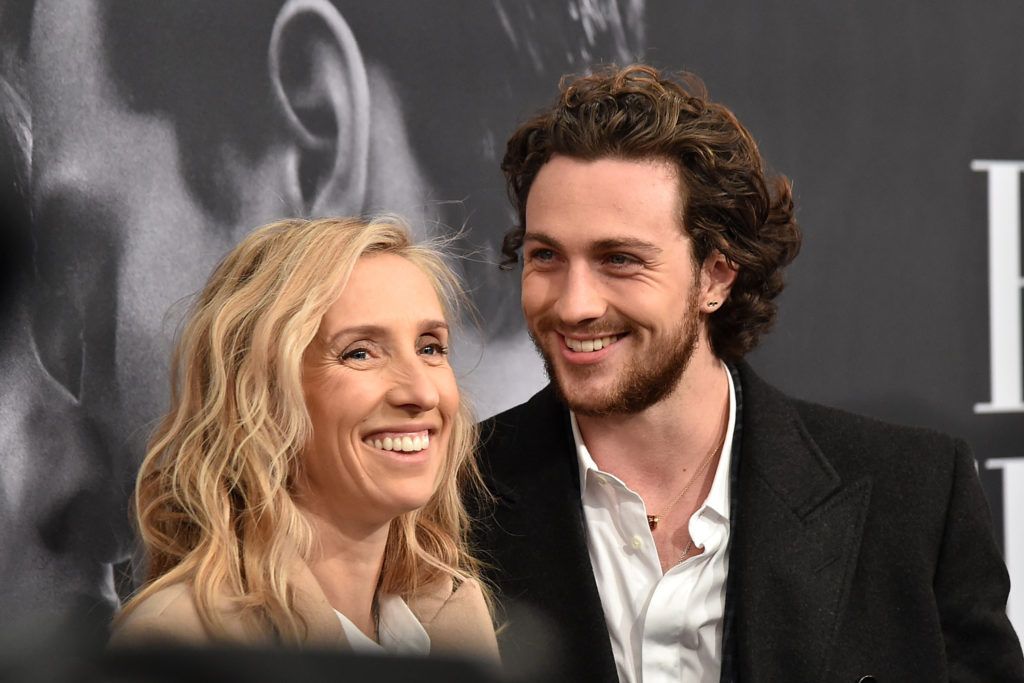 Director Sam Taylor-Johnson (L) and actor Aaron Taylor-Johnson attend the "Fifty Shades Of Grey" New York Fan First screening at Ziegfeld Theatre on February 6, 2015 in New York City.  (Photo by Mike Coppola/Getty Images)