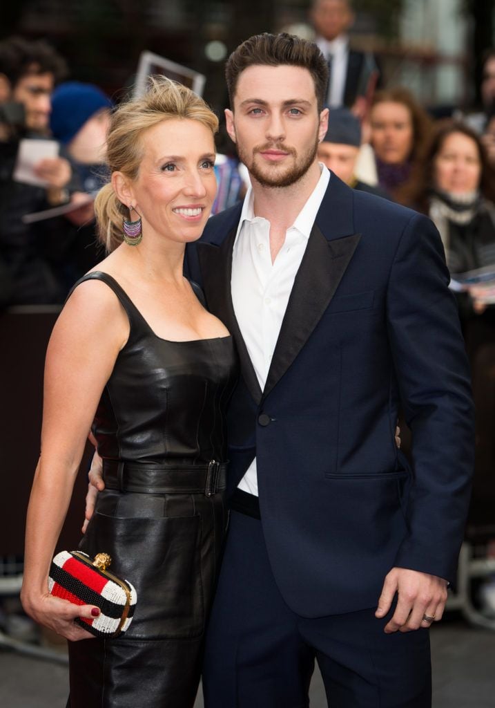 Sam Taylor Wood and Aaron Taylor Johnson attends the European premiere of "Godzilla" at the Odeon Leicester Square on May 11, 2014 in London, England.  (Photo by Ian Gavan/Getty Images)