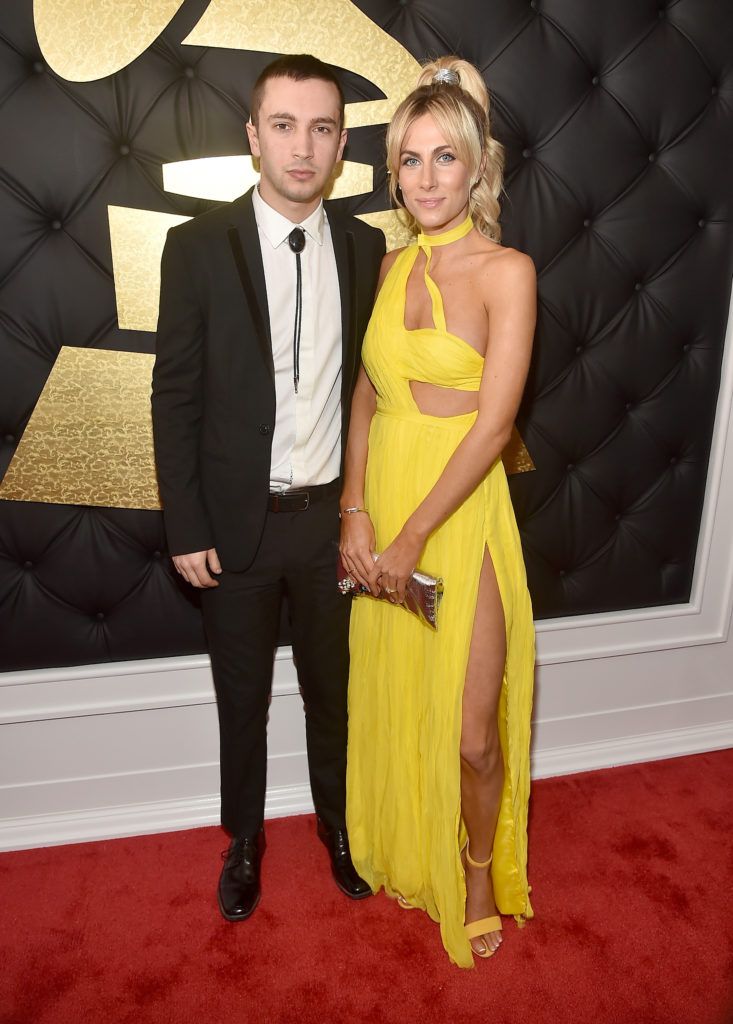 LOS ANGELES, CA - FEBRUARY 12:  Tyler Joseph of Twenty One Pilots (L) and Jenna Black attend The 59th GRAMMY Awards at STAPLES Center on February 12, 2017 in Los Angeles, California.  (Photo by Alberto E. Rodriguez/Getty Images for NARAS)