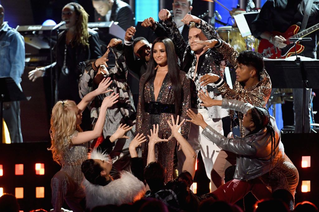 LOS ANGELES, CA - FEBRUARY 12: Recording artist Demi Lovato performs onstage during The 59th GRAMMY Awards at STAPLES Center on February 12, 2017 in Los Angeles, California.  (Photo by Kevork Djansezian/Getty Images)