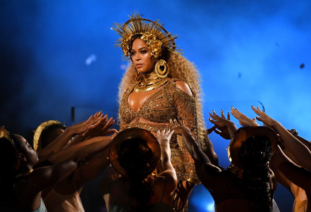 LOS ANGELES, CA - FEBRUARY 12:  Recording artist Beyonce performs onstage during The 59th GRAMMY Awards at STAPLES Center on February 12, 2017 in Los Angeles, California.  (Photo by Kevork Djansezian/Getty Images)