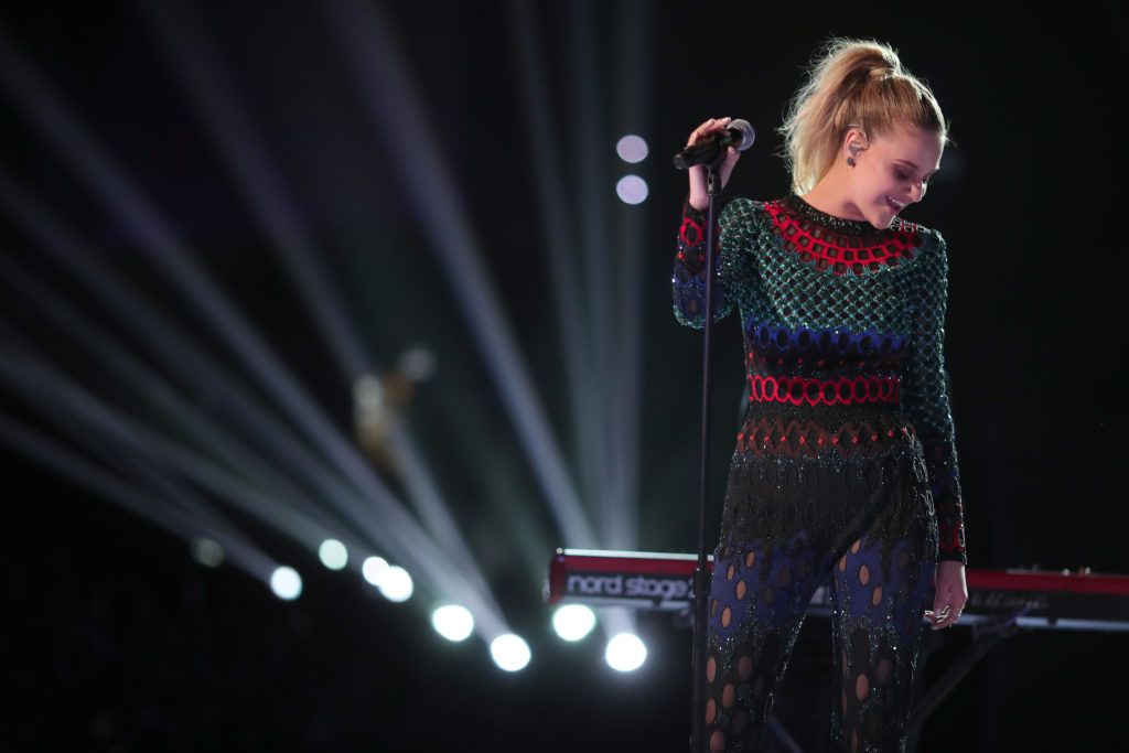 LOS ANGELES, CA - FEBRUARY 12:  Singer Kelsea Ballerini during The 59th GRAMMY Awards at STAPLES Center on February 12, 2017 in Los Angeles, California.  (Photo by Christopher Polk/Getty Images for NARAS)