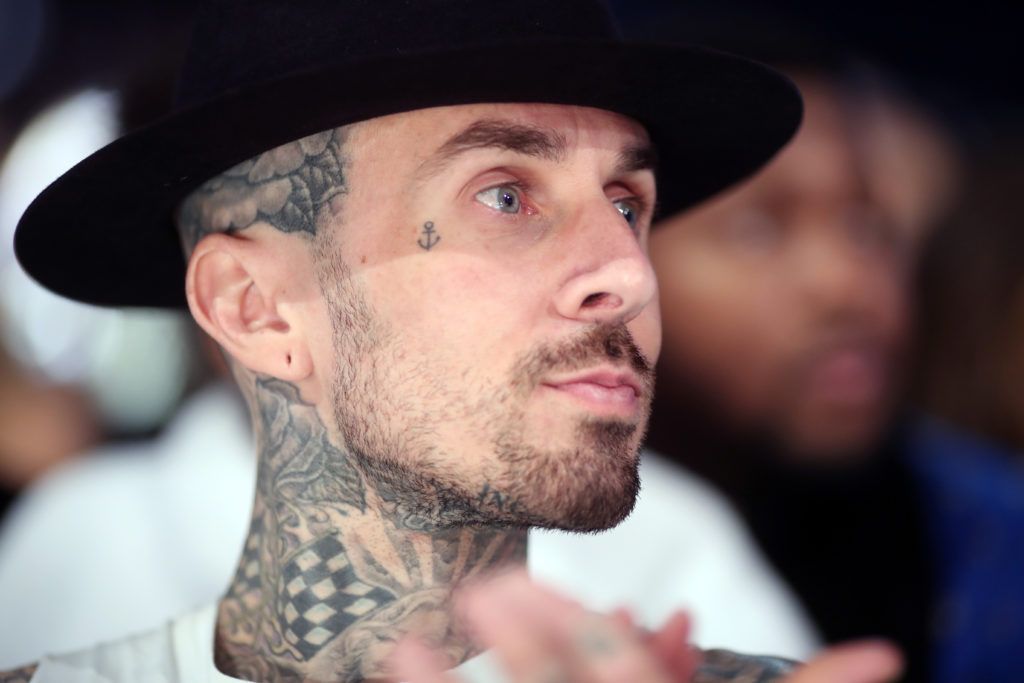 LOS ANGELES, CA - FEBRUARY 12:  Drummer Travis Barker attends The 59th GRAMMY Awards at STAPLES Center on February 12, 2017 in Los Angeles, California.  (Photo by Christopher Polk/Getty Images for NARAS)