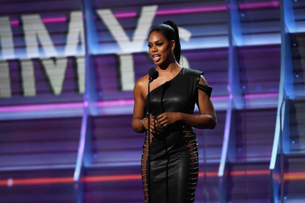 LOS ANGELES, CA - FEBRUARY 12: Actor Laverne Cox speaks onstage during The 59th GRAMMY Awards at STAPLES Center on February 12, 2017 in Los Angeles, California.  (Photo by Kevork Djansezian/Getty Images)