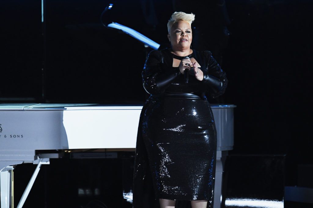 LOS ANGELES, CA - FEBRUARY 12:  Recording artist Tamela Mann performs onstage during The 59th GRAMMY Awards at STAPLES Center on February 12, 2017 in Los Angeles, California.  (Photo by Kevin Winter/Getty Images for NARAS)