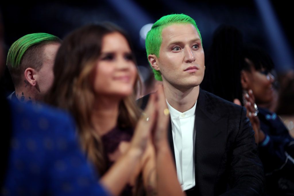 LOS ANGELES, CA - FEBRUARY 12:  Musician Mike Posner (R) during The 59th GRAMMY Awards at STAPLES Center on February 12, 2017 in Los Angeles, California.  (Photo by Christopher Polk/Getty Images for NARAS)