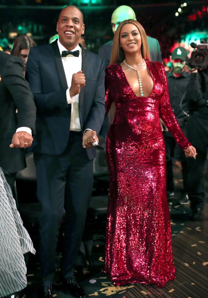 LOS ANGELES, CA - FEBRUARY 12:  Music artists Jay Z and Beyoncé during The 59th GRAMMY Awards at STAPLES Center on February 12, 2017 in Los Angeles, California.  (Photo by Christopher Polk/Getty Images for NARAS)