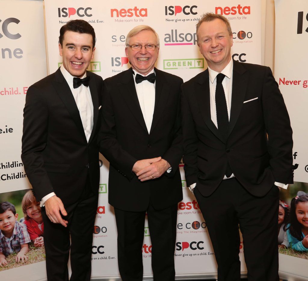Al Porter with Declan Hughes and Matt Cooper, pictured at the Nesta sponsored ISPCC Valentines Ball held in the Shelbourne Hotel. Pic. Robbie Reynolds
