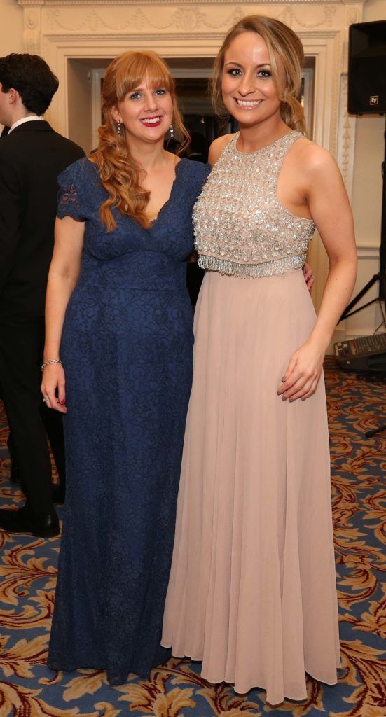 Marie Kenny and Claire Conlon, pictured at the Nesta sponsored ISPCC Valentines Ball held in the Shelbourne Hotel. Pic. Robbie Reynolds