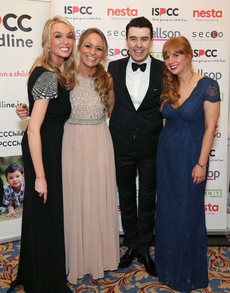 Tina Barrett (left) with Claire Conlon, Al Porter and Marie Kenny, pictured at the Nesta sponsored ISPCC Valentines Ball held in the Shelbourne Hotel. Pic. Robbie Reynolds
