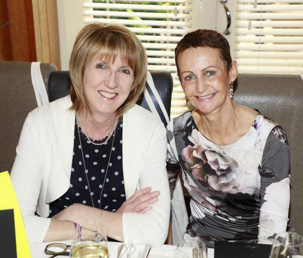 Mary Connaughton and Aileen Larkin at the Teenline Charity lunch at L'Ecrivain hosted by Sallyanne and Derry Clarke-photo Kieran Harnett