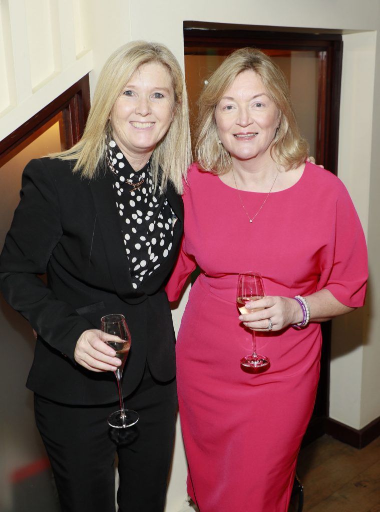 Mary McKenna and Mary Fennelly at the Teenline Charity lunch at L'Ecrivain hosted by Sallyanne and Derry Clarke-photo Kieran Harnett