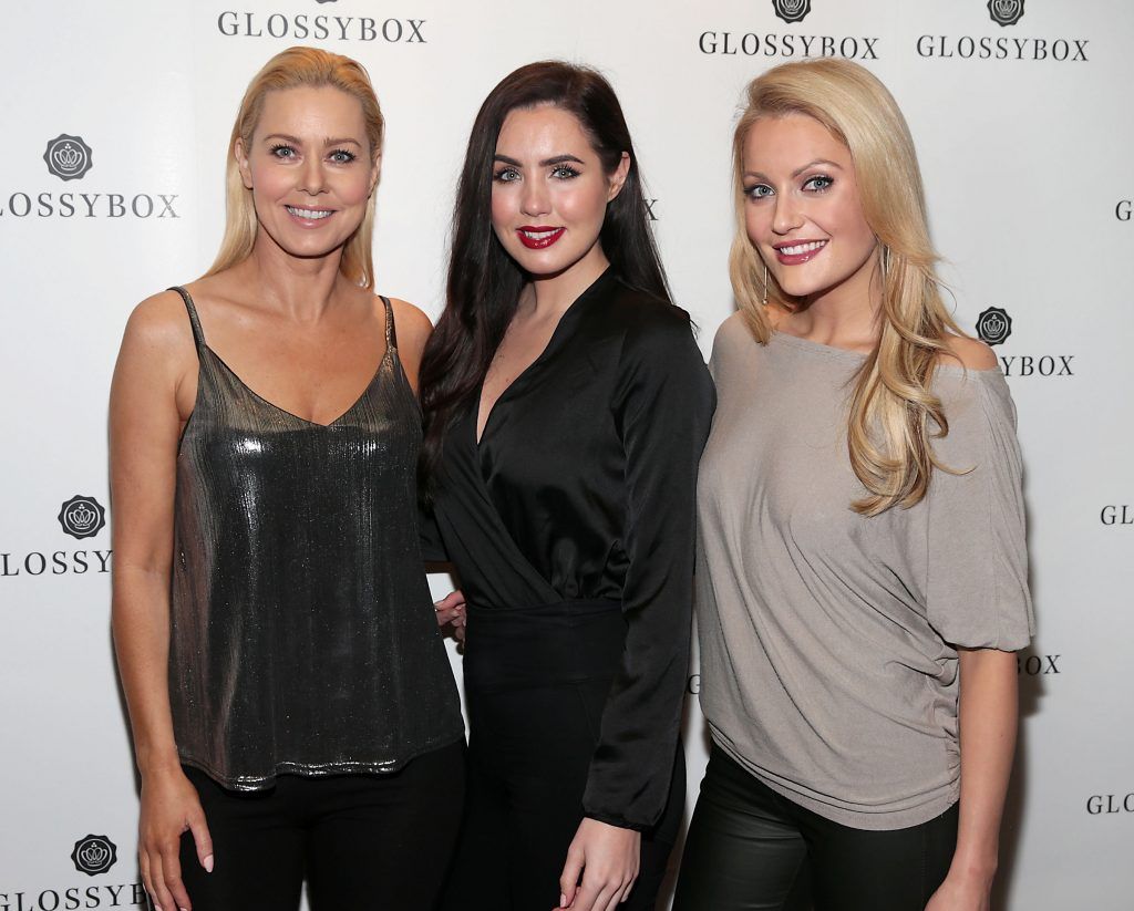 Models Ursula Kelly, Sinead Noonan and Kerri Nicole Blanc pictured at the Glossybox Girls Night Out screening at Movie's at Dundrum to celebrate their February LOVE Box. Picture: Brian McEvoy