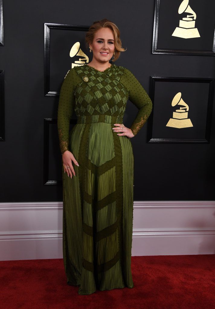 Adele arrives for the 59th Grammy Awards pre-telecast on February 12, 2017, in Los Angeles, California.       (Photo MARK RALSTON/AFP/Getty Images)