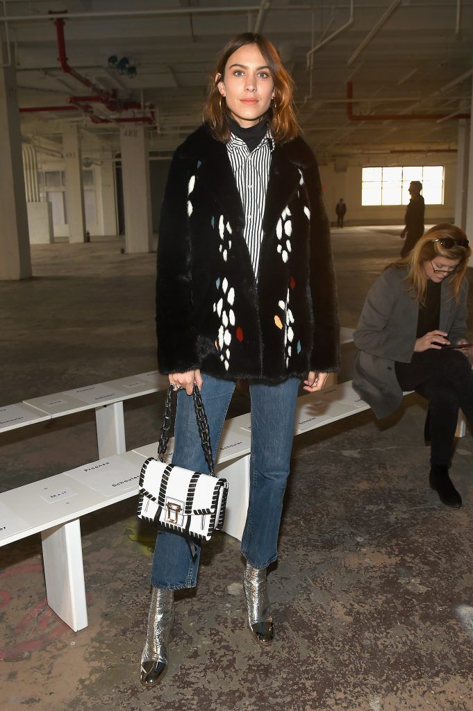 Alexa Chung attends the Proenza Schouler collection during, New York Fashion Week: The Shows on February 13, 2017 in New York City.  (Photo by Ben Gabbe/Getty Images)