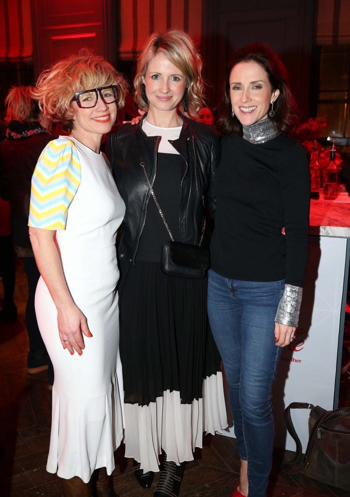 Sonya Lennon (left) with Louise Stokes and Maia Dunphy, pictured at the Diet Coke 'Get the Gang Back Together' event, which took place Thursday 16th February at The Dean Hotel, Harcourt Street. Pic Robbie Reynolds