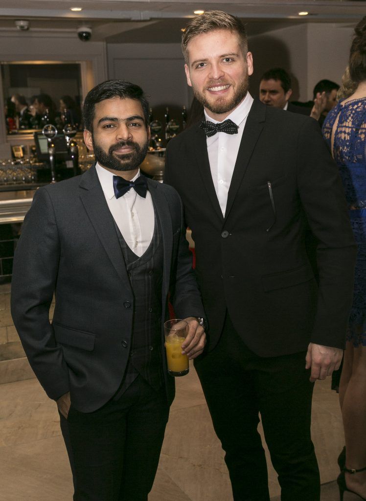 Nikhil Sharma - Valentin Sender, students from DCU at the Accenture Digital Media Awards 2017, held in The Clayton Hotel, Burlington Road, Dublin. February 2017 (Photo: Paul Sherwood)