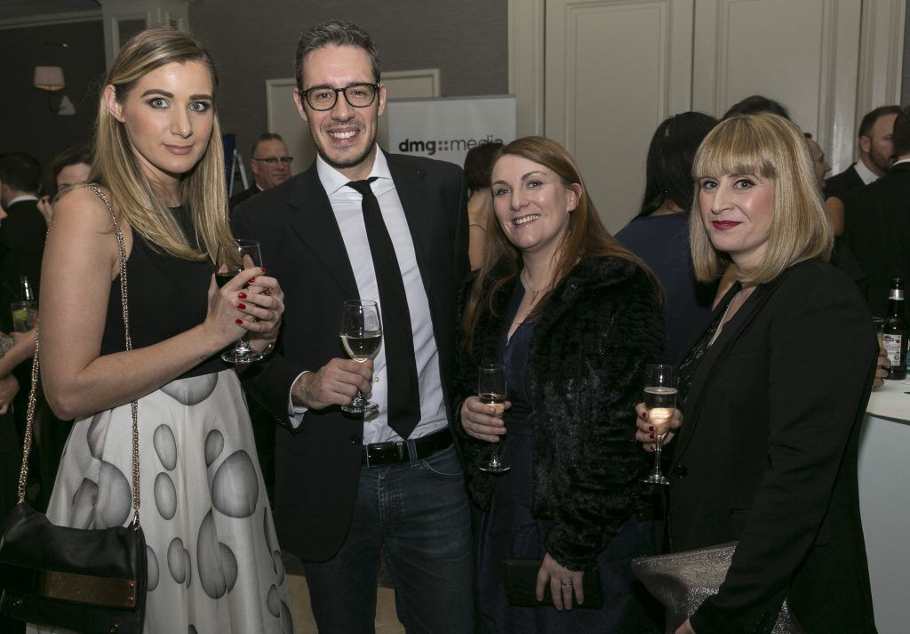 Jurate Tilmanaite - Federico Conti - Ruth Flynn - Melissa Meehan from Coinaphoto (Tilmanaite and Conti) and The Digital Hub (the other) at the Accenture Digital Media Awards 2017, held in The Clayton Hotel, Burlington Road, Dublin. February 2017 (Photo: Paul Sherwood)
