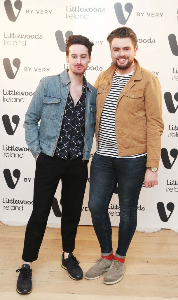 Mark and James Patrice  arriving at the fashion show for the launch of the Spring 2017 trends for V by Very exclusive to LittlewoodsIreland.ie which took place in the Morrison Hotel . Photo: Leon Farrell/Photocall Ireland