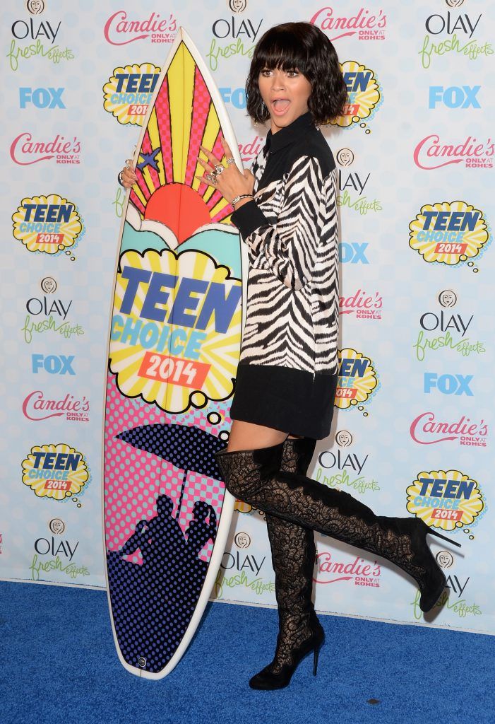 Zendaya poses with the Choice Candie's Style Icon award in the press room during FOX's 2014 Teen Choice Awards at The Shrine Auditorium on August 10, 2014 in Los Angeles, California.  (Photo by Jason Merritt/Getty Images)