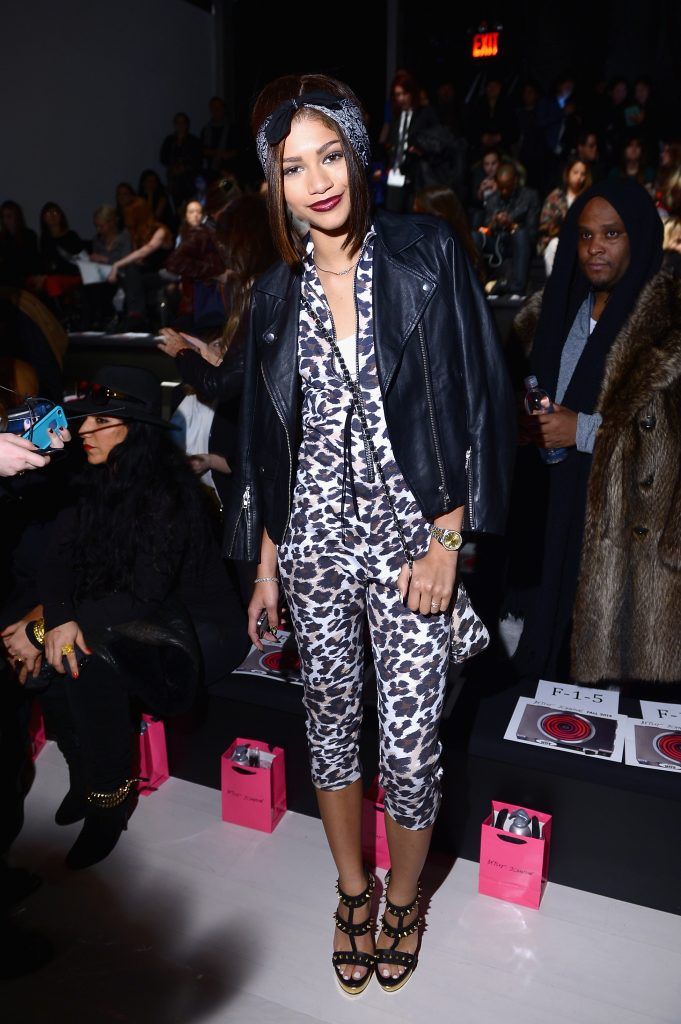 Zendaya attends the Betsey Johnson fashion show during Mercedes-Benz Fashion Week Fall 2014 at The Salon at Lincoln Center on February 12, 2014 in New York City.  (Photo by Michael Loccisano/Getty Images for Mercedes-Benz Fashion Week)