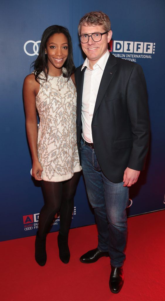 Shireen McDonagh and Henning Dohrn at the Audi Gala screening of Free Fire at the Audi Dublin International Film Festival at the Savoy Cinema, Dublin. Pictures: Brian McEvoy