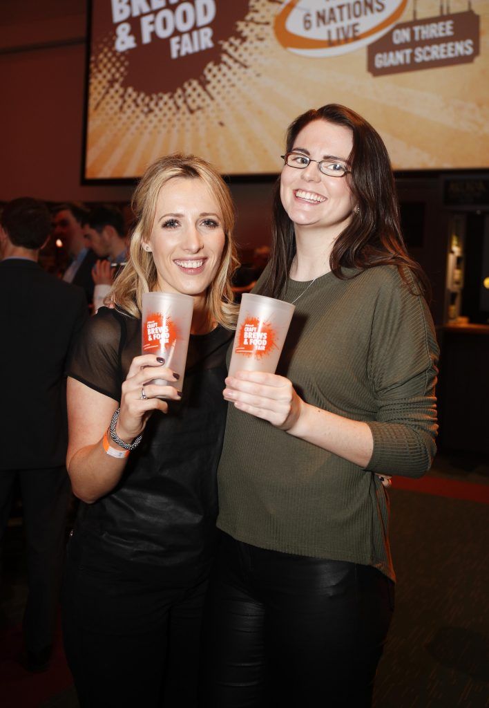 Siobhan Glynn and Ciara Boland at the Alltech Craft Brews & Food Fair, Ireland's largest craft brews festival, at the Convention Centre Dublin. The event runs from Thursday 23rd – Saturday 25th February. Picture Conor McCabe Photography.