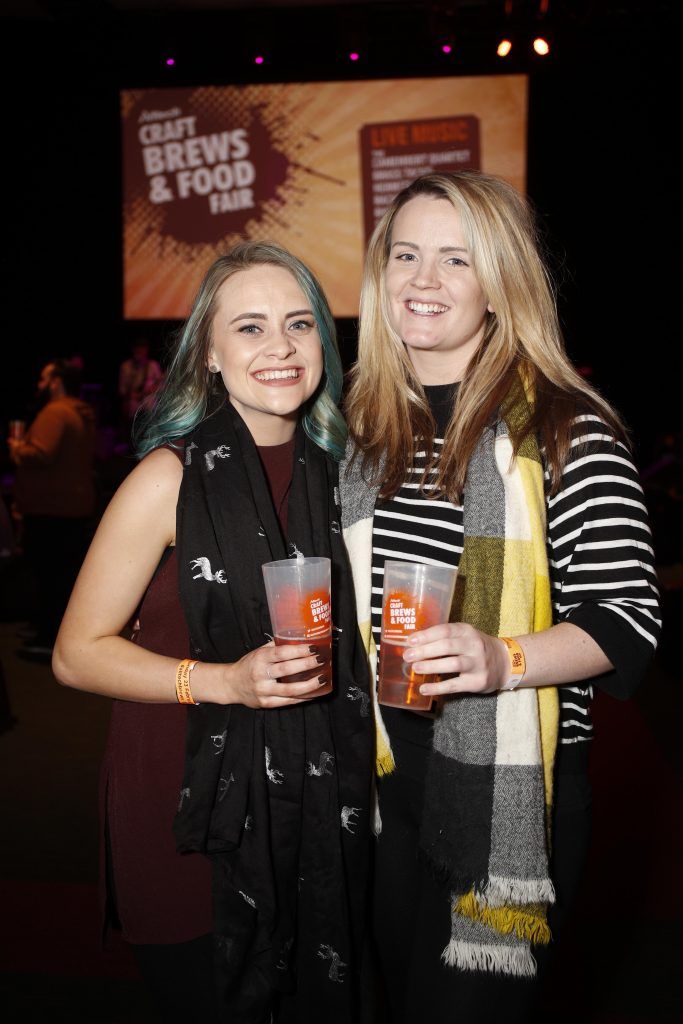 Marie Goulding and Rachel O'Brien at the Alltech Craft Brews & Food Fair, Ireland's largest craft brews festival, at the Convention Centre Dublin. The event runs from Thursday 23rd – Saturday 25th February. Picture Conor McCabe Photography.