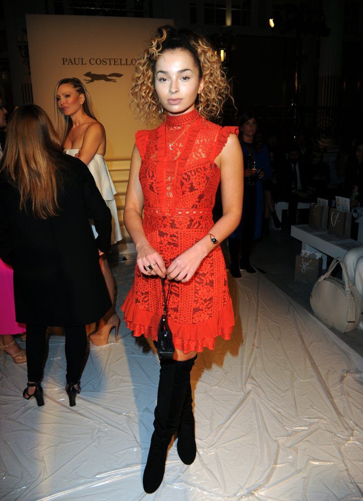 Ella Eyre attends the Paul Costelloe show during the London Fashion Week February 2017 collections on February 17, 2017 in London, England.  (Photo by Eamonn M. McCormack/Getty Images)