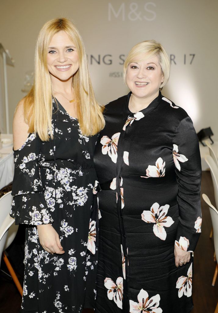 Karen Koster and Carmel Breheny at the launch of the Marks and Spencer Spring Summer 17 Collection. Guests were treated to an exclusive presentation of the new collection by M&S Style Director Belinda Earl in the M and S Grafton Street, Rooftop Café. Photo by Kieran Harnett