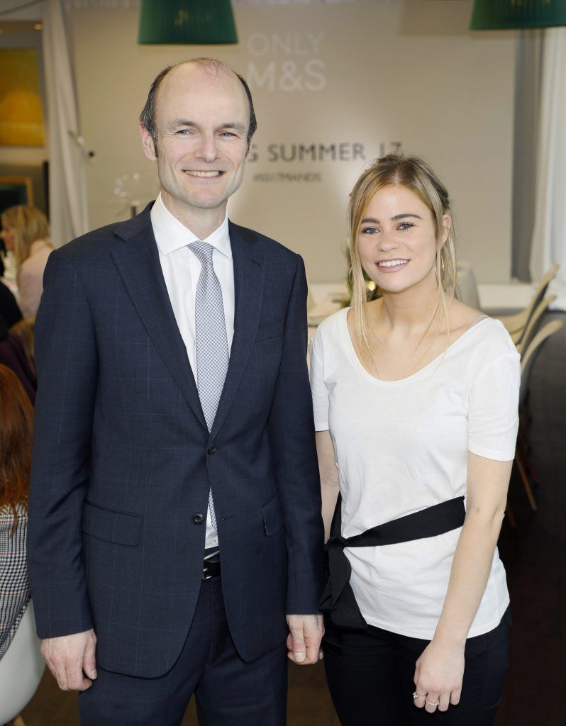Kenneth Daly and Katherine Dempsey at the launch of the Marks and Spencer Spring Summer 17 Collection. Guests were treated to an exclusive presentation of the new collection by M&S Style Director Belinda Earl in the M and S Grafton Street, Rooftop Café. Photo by Kieran Harnett