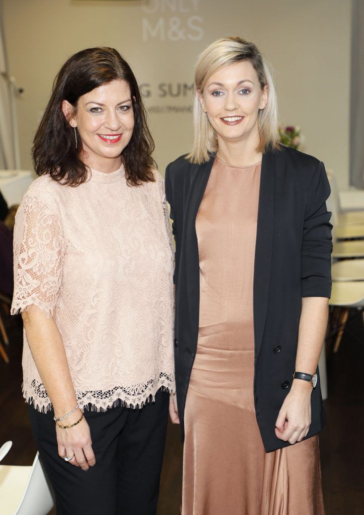 Peggie Moore and Ciara O'Kelly at the launch of the Marks and Spencer Spring Summer 17 Collection. Guests were treated to an exclusive presentation of the new collection by M&S Style Director Belinda Earl in the M and S Grafton Street, Rooftop Café. Photo by Kieran Harnett