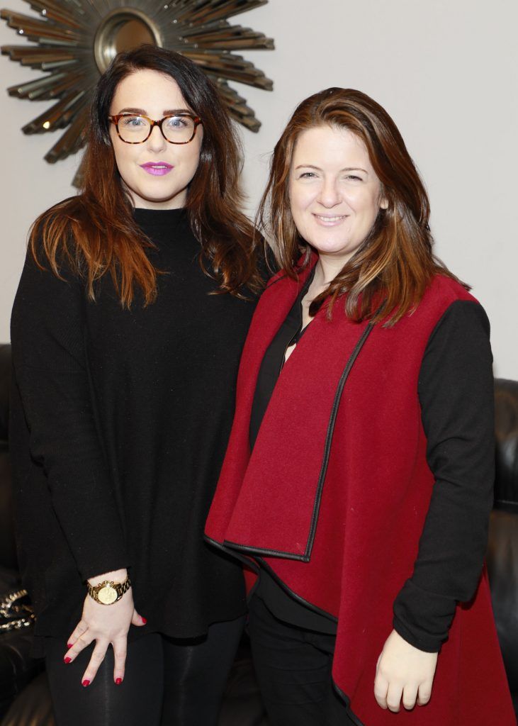 Emma Curry and Orla Gargan at the DFS Design Evening in the DFS Carrickmines store, where they received designs tips from interiors expert Roisin Lafferty and her KLD team. Photo Kieran Harnett